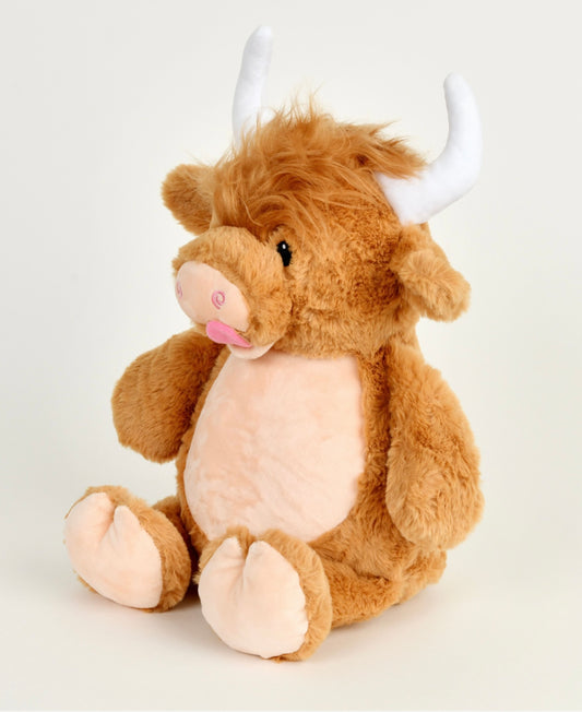 Highland Cow Stuffed Animal - Embroidery Keepsake