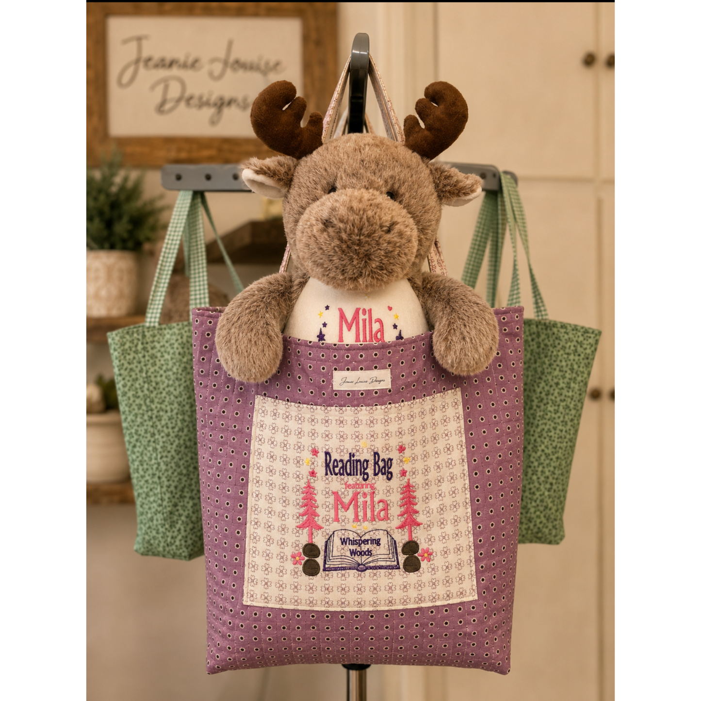Mila the Stuffed Animal Reading Buddy and Reading Bag