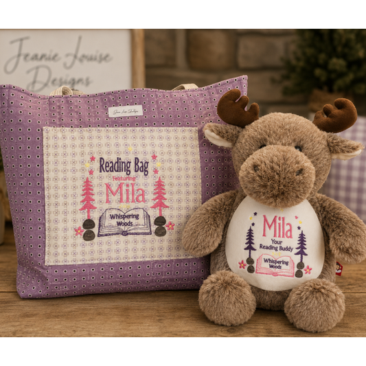 Mila the Stuffed Animal Reading Buddy and Reading Bag