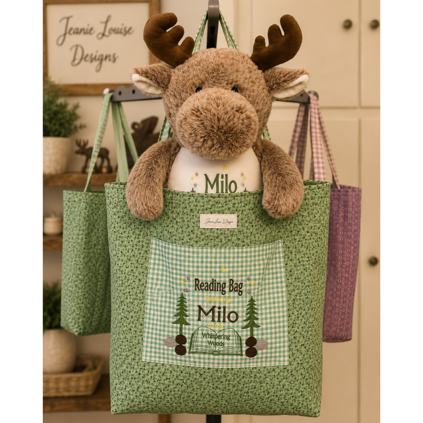 Milo the Stuffed Animal Reading Buddy and Reading Bag
