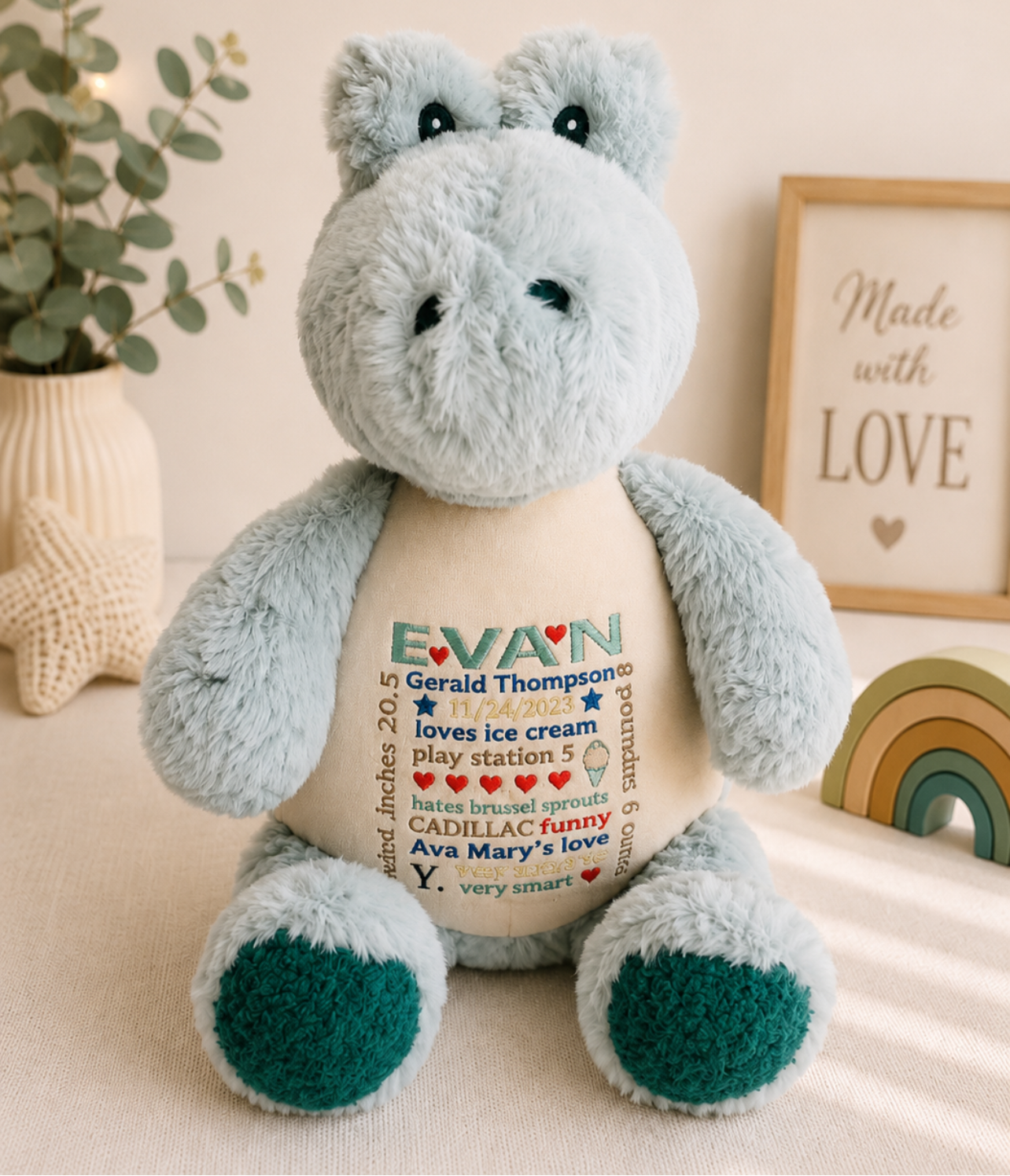 Alligator Stuffed Animal- Embroidery Keepsake